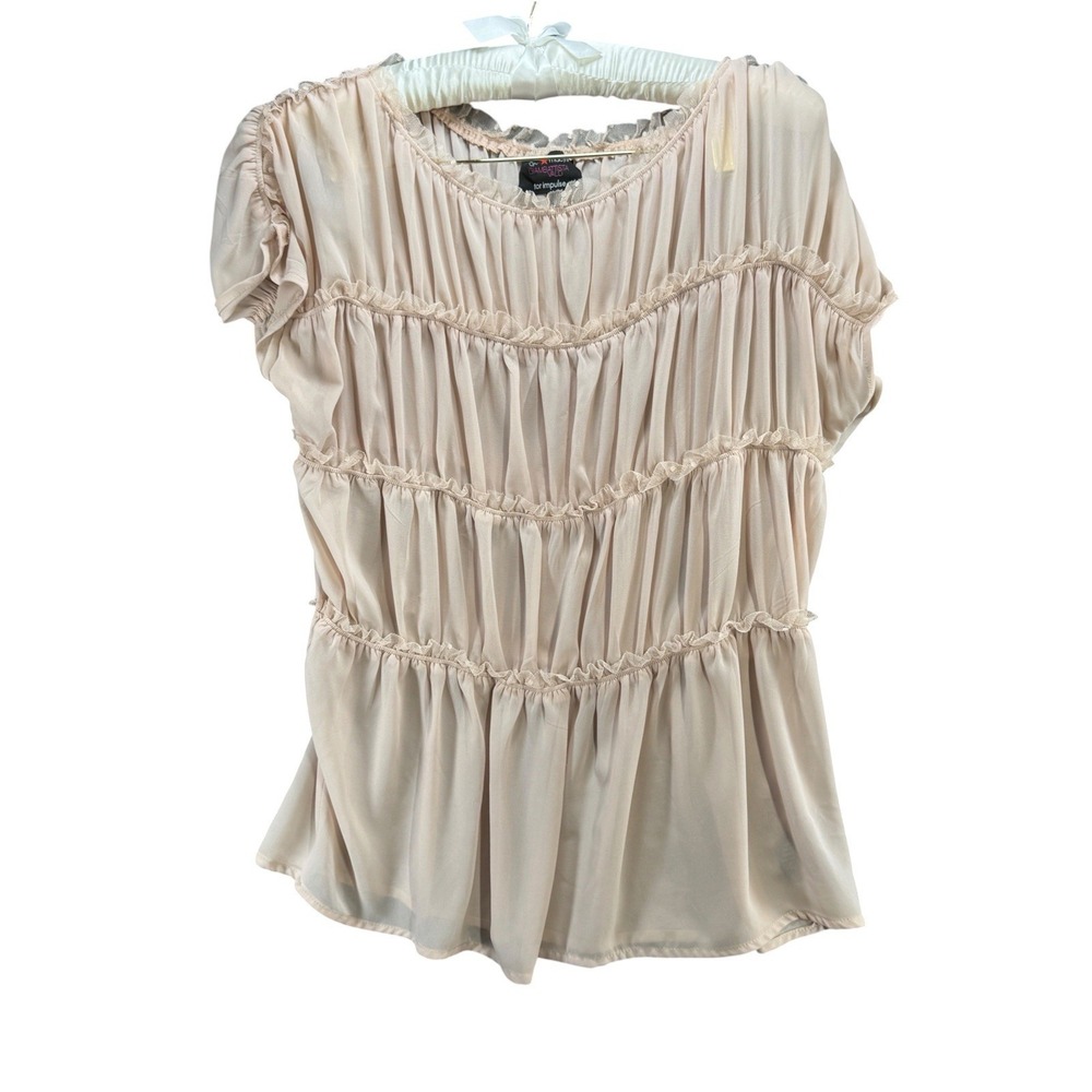 Giambattista Valli for INC Womens L Blush Ruffle Lace Blouse Macy's